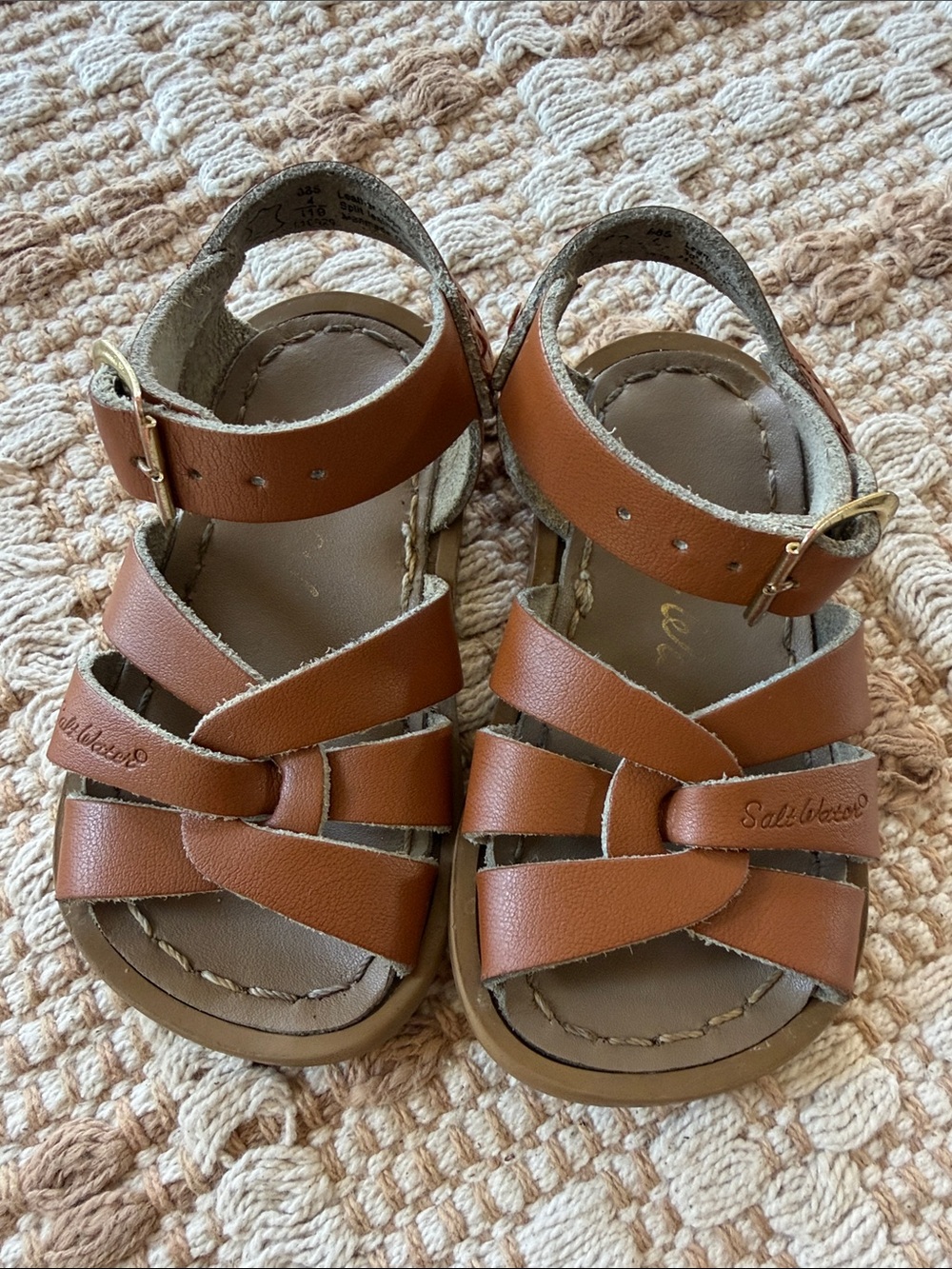 Salt-Water Toddler Brown Leather Strappy Sandals 4